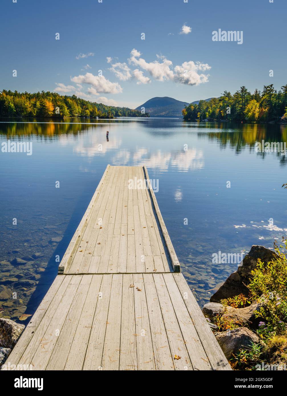 Scenic view of Long Pond in Acadia National Park in fall Stock Photo
