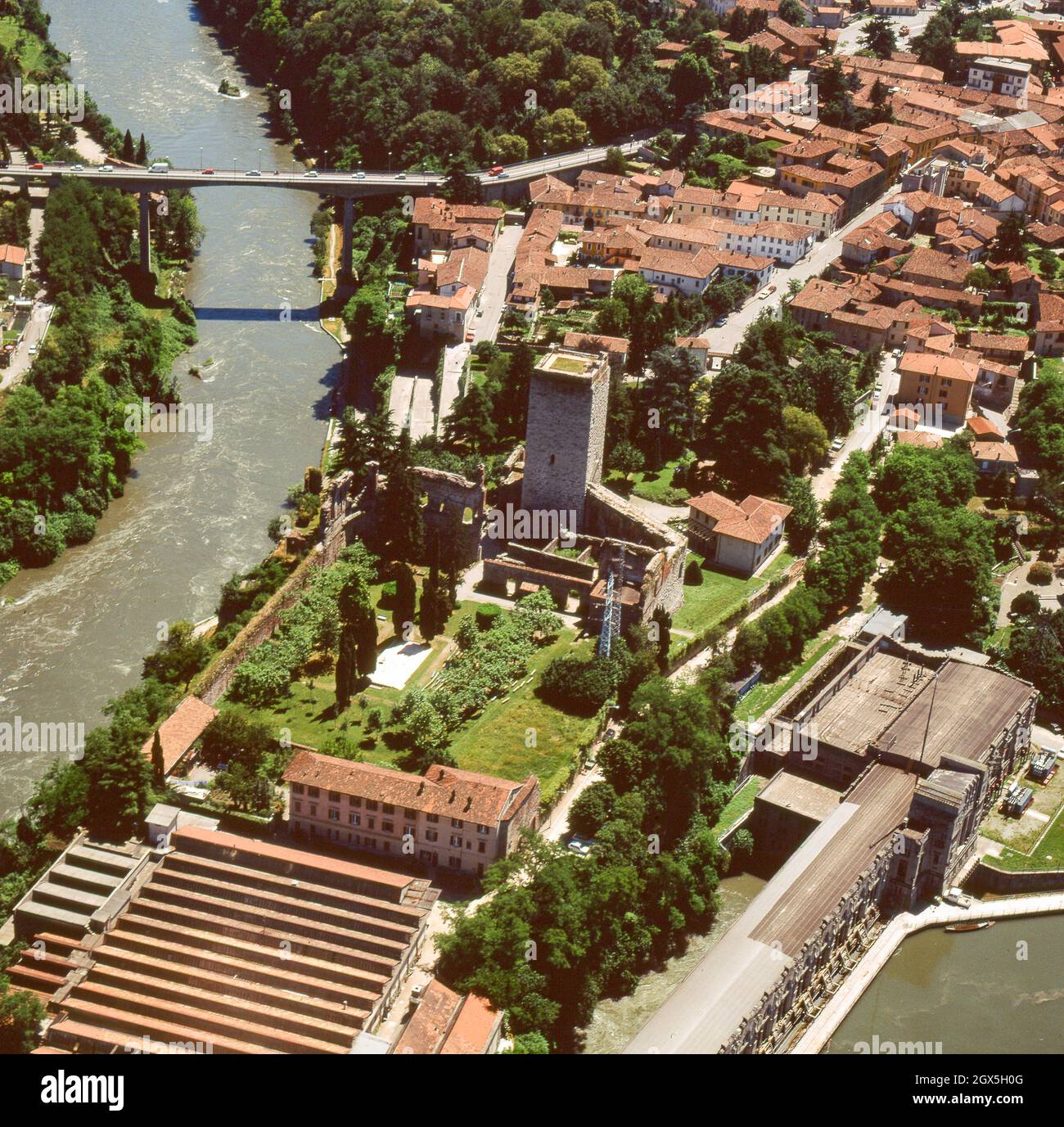 Trezzo Europe, Italy, Lombardy - Trezzo Adda - aerial photo of the remains of ...