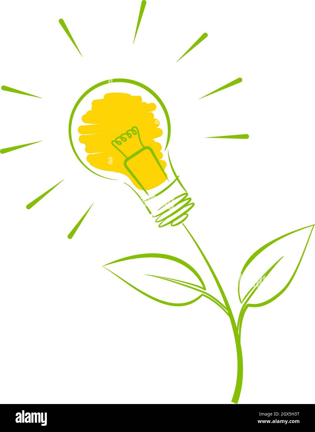 green energy symbol, plant with light bulb vector illustration Stock Vector