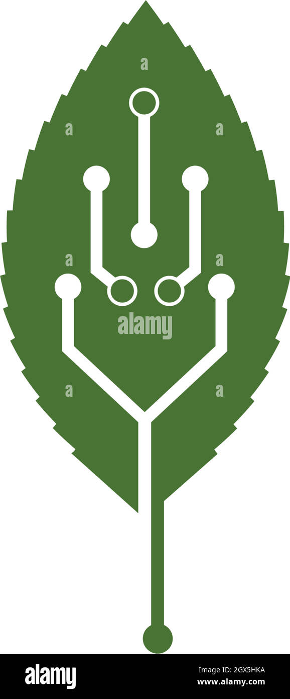 eco leaf circuit tech  vector icon Stock Vector