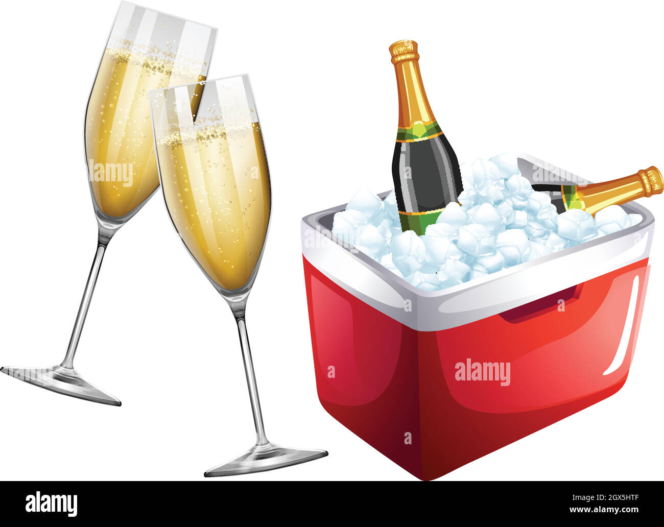 Champagne glasses and icebox Stock Vector