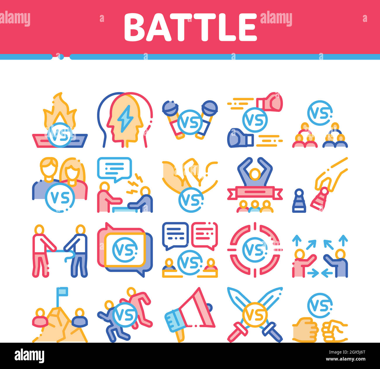 Battle Competition Collection Icons Set Vector Stock Vector