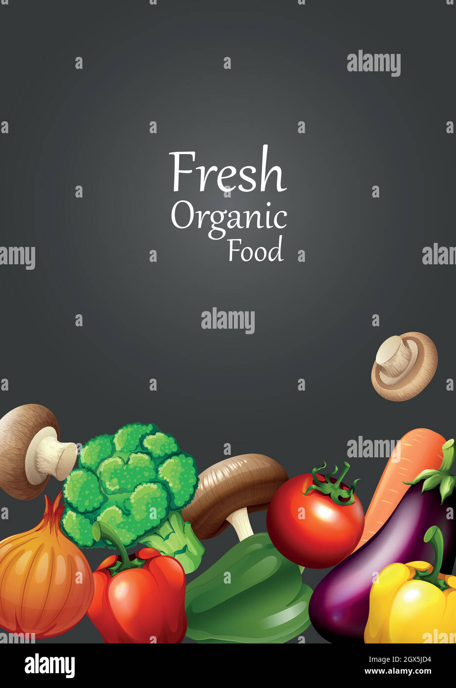 Many vegetables and text design Stock Vector