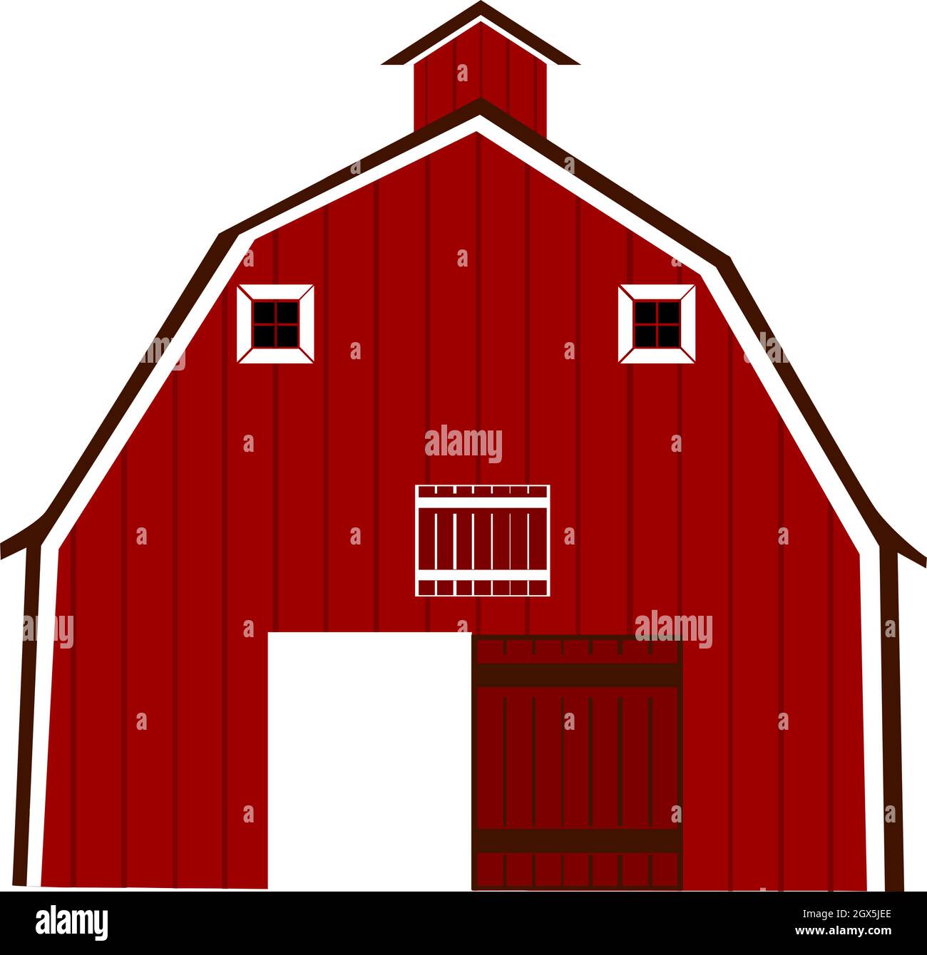 Gambrel Roof Barn house illustration Vector on white background Stock Vector