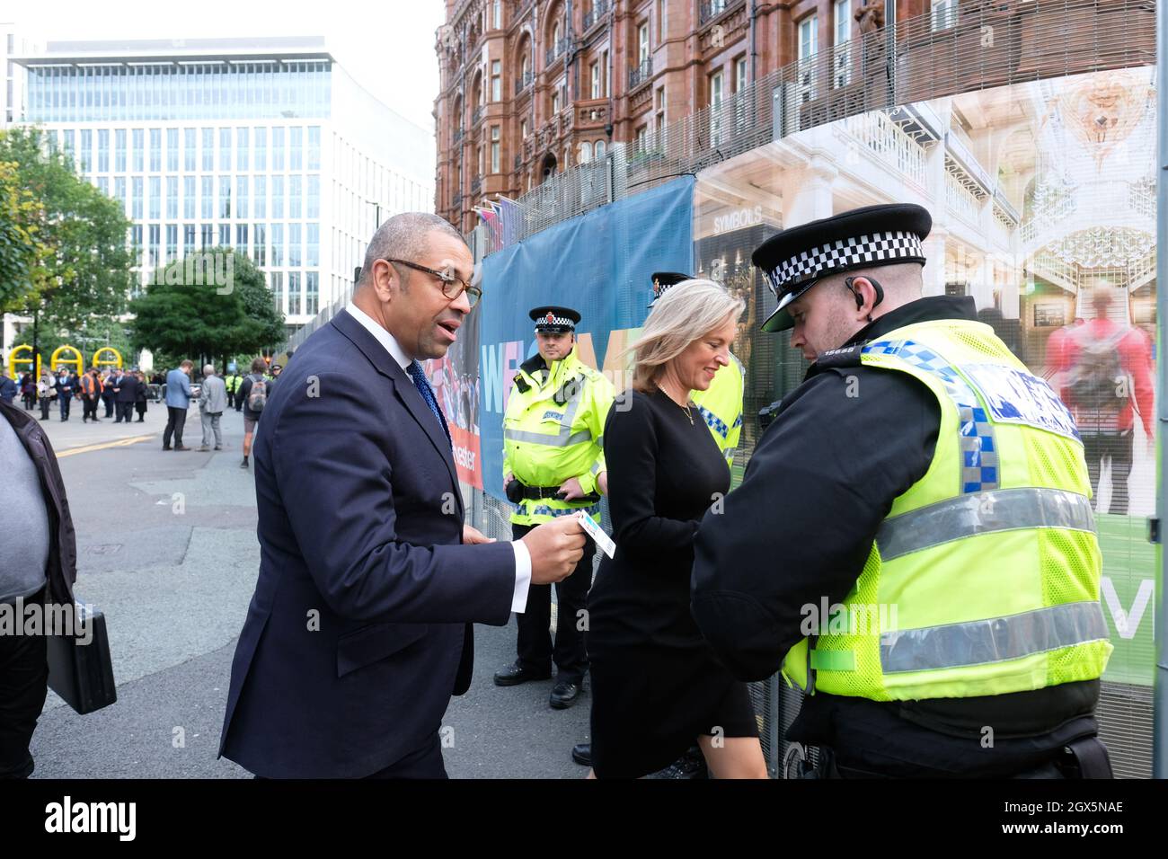 Manchester, UK – Monday 4th October 2021 – Conservative MP James Cleverly outside the Conservative Party Conference in Manchester. Photo Steven May / Alamy Live News Stock Photo