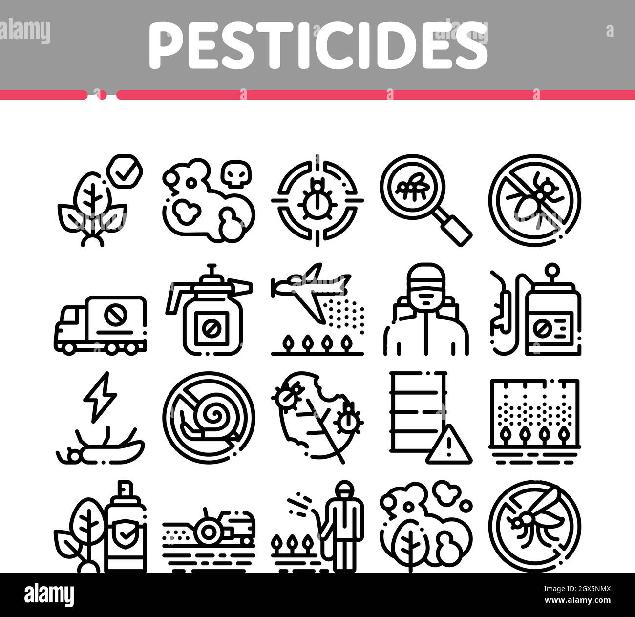 Pesticides Chemical Collection Icons Set Vector Stock Vector Image ...