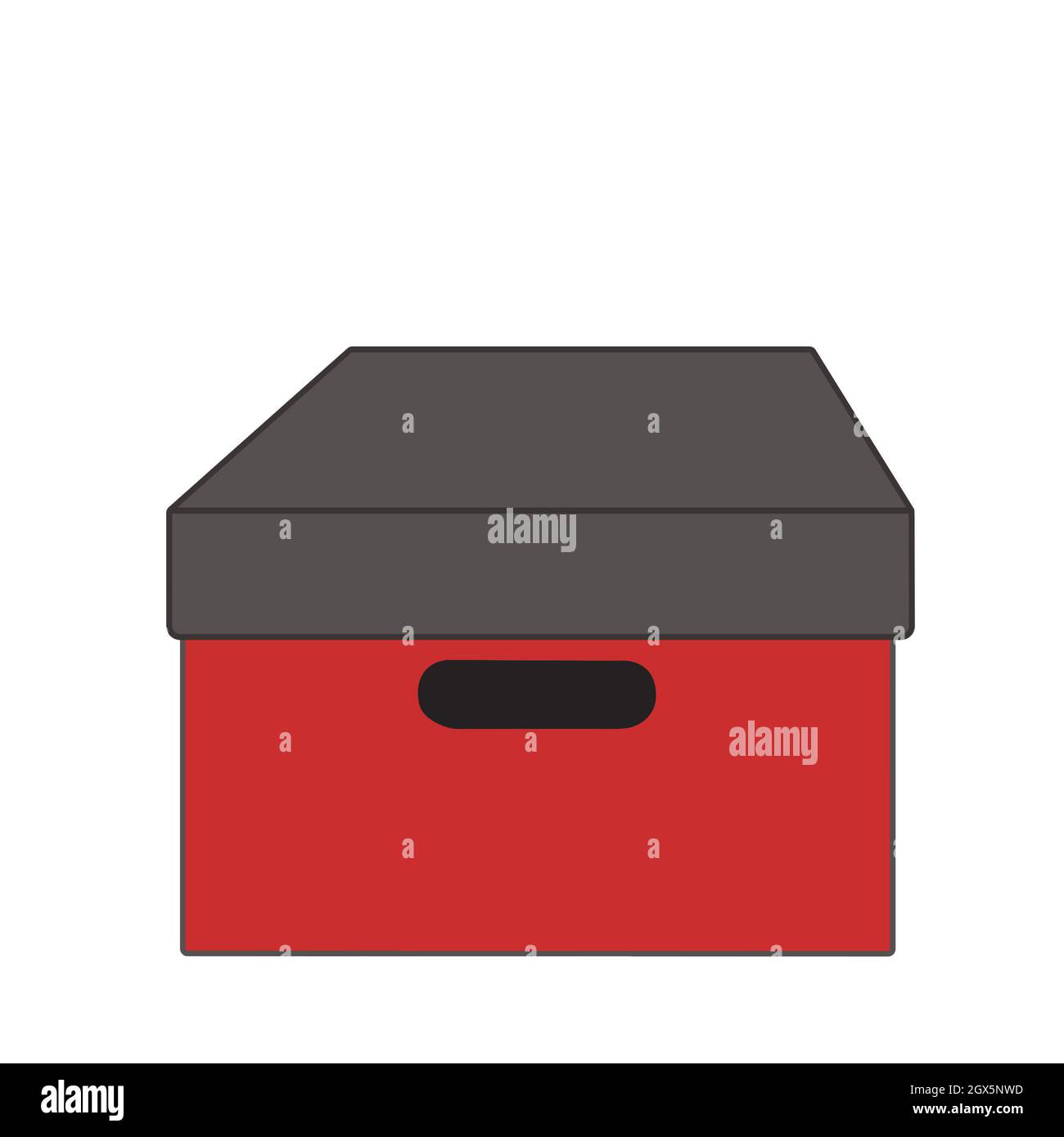 Illustration. Box with a lid. Red box on a white background Stock Photo