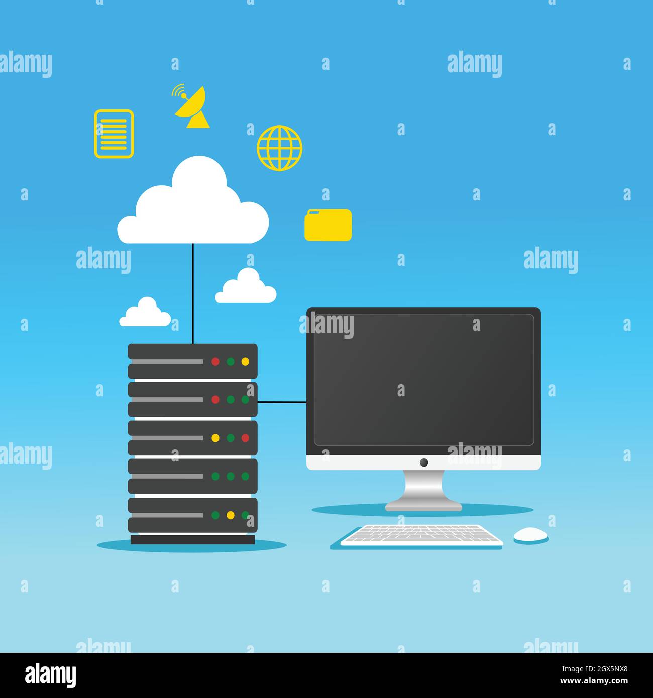 cloud technology flat vector illustration minimalist design Stock Vector