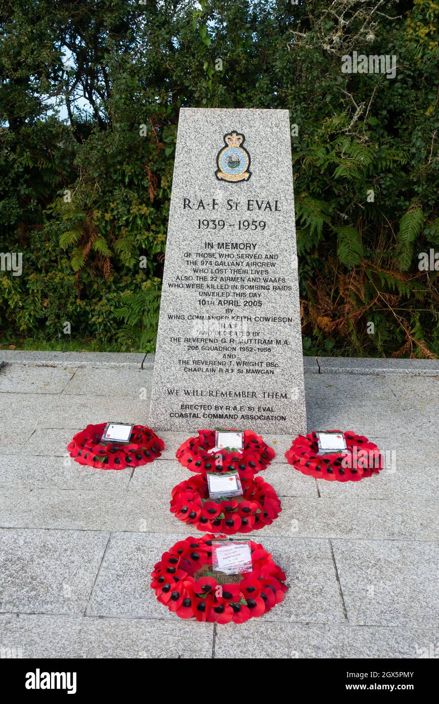 R.A.F. Memorial (1939-1959) at St Eval church, North Cornwall Stock Photo