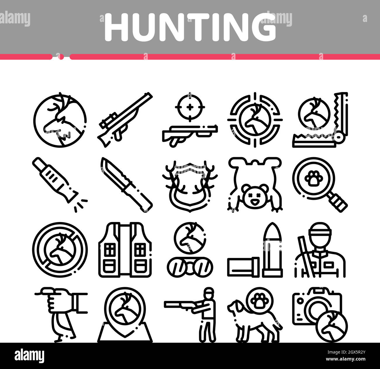 Hunting Equipment Collection Icons Set Vector Stock Vector