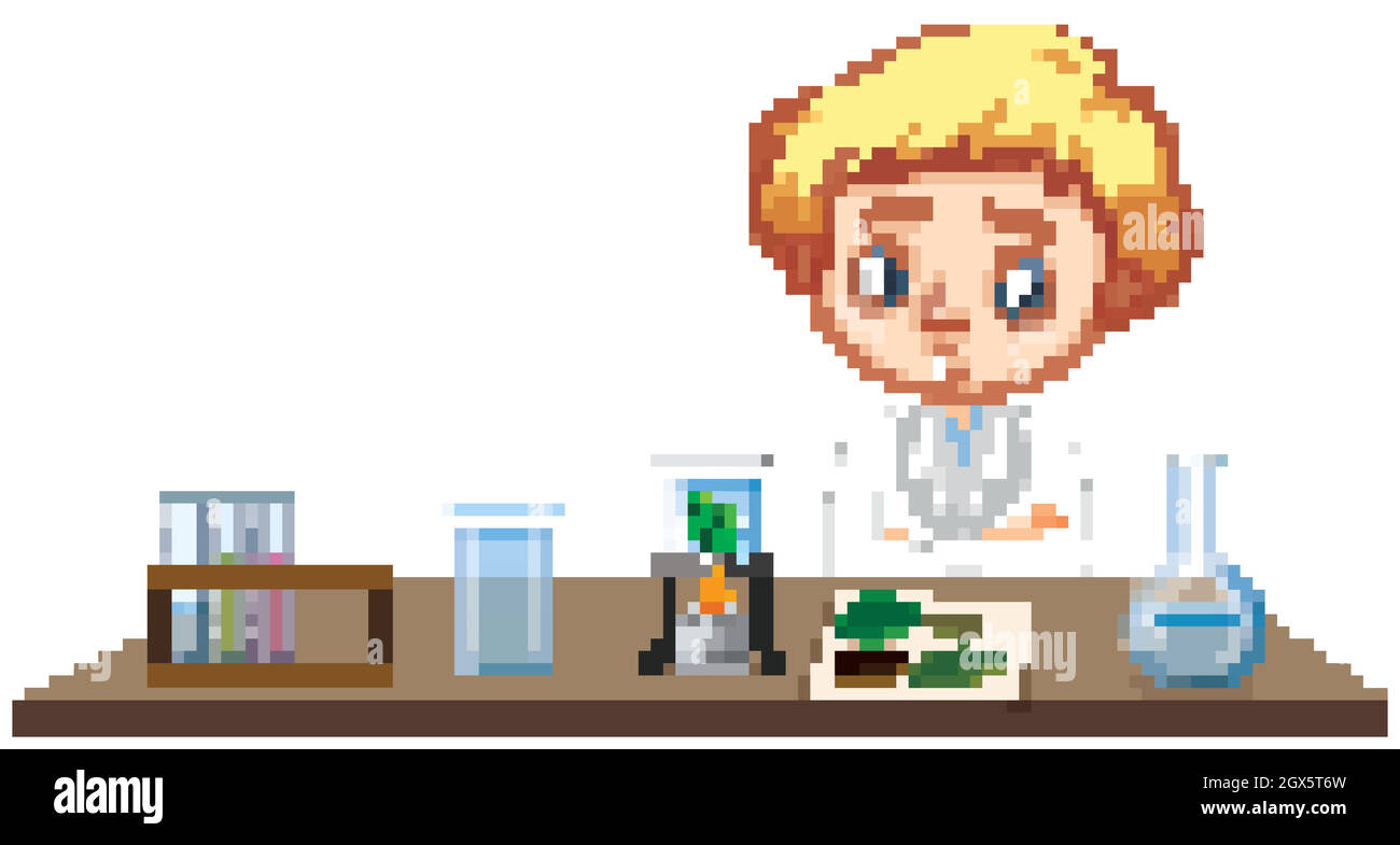Scientist doing experiment on leaves Stock Vector