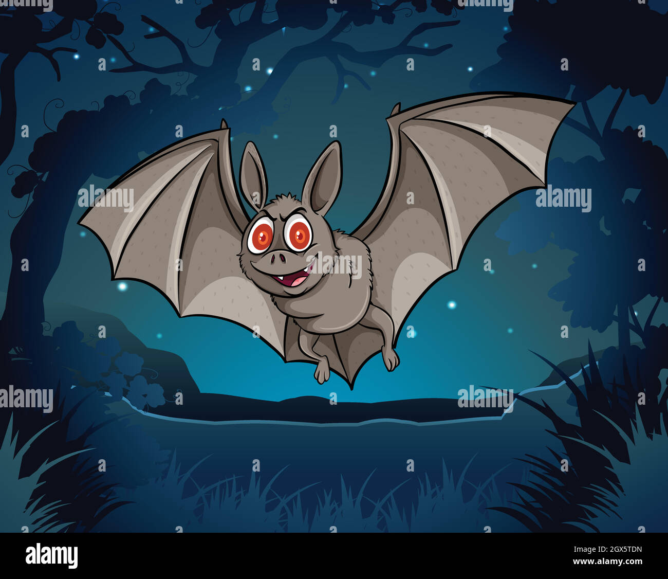 Wild bat flying in jungle at night Stock Vector Image & Art Alamy