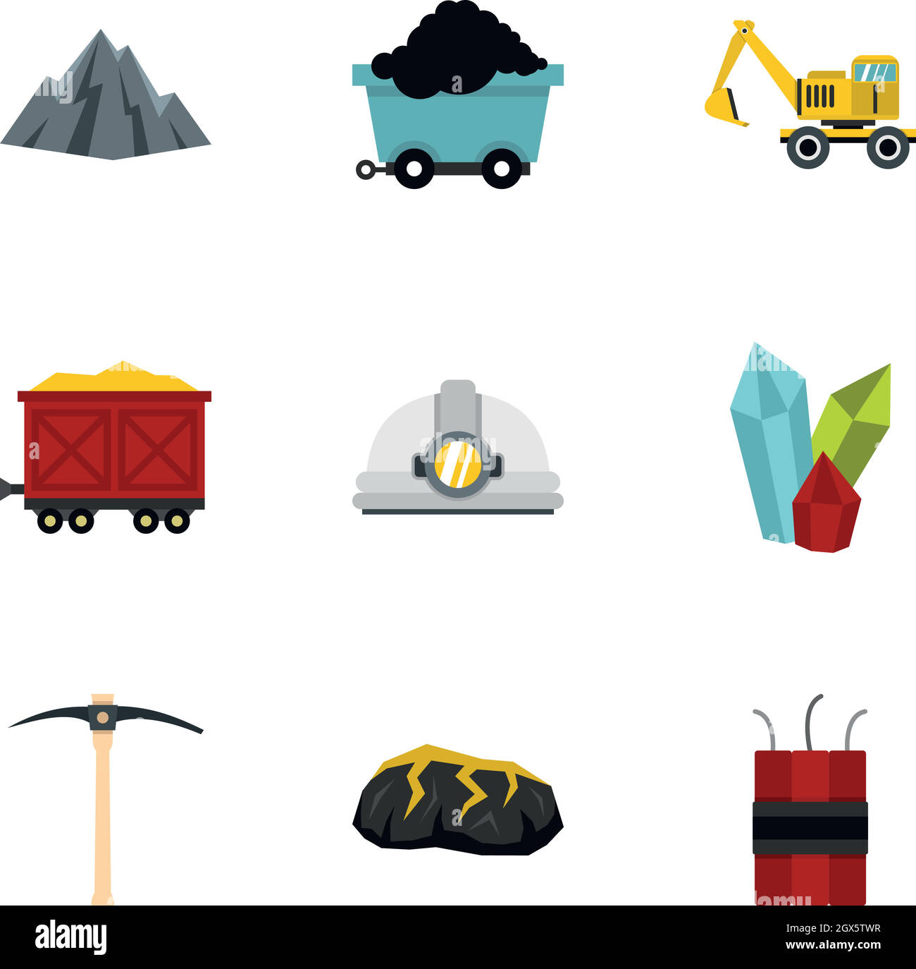 Mining coal industry icons set, flat style Stock Vector Image & Art - Alamy
