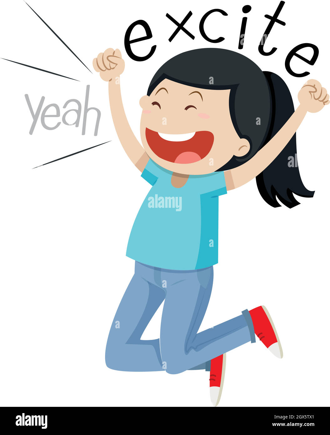 Woman jumping up with joy Stock Vector