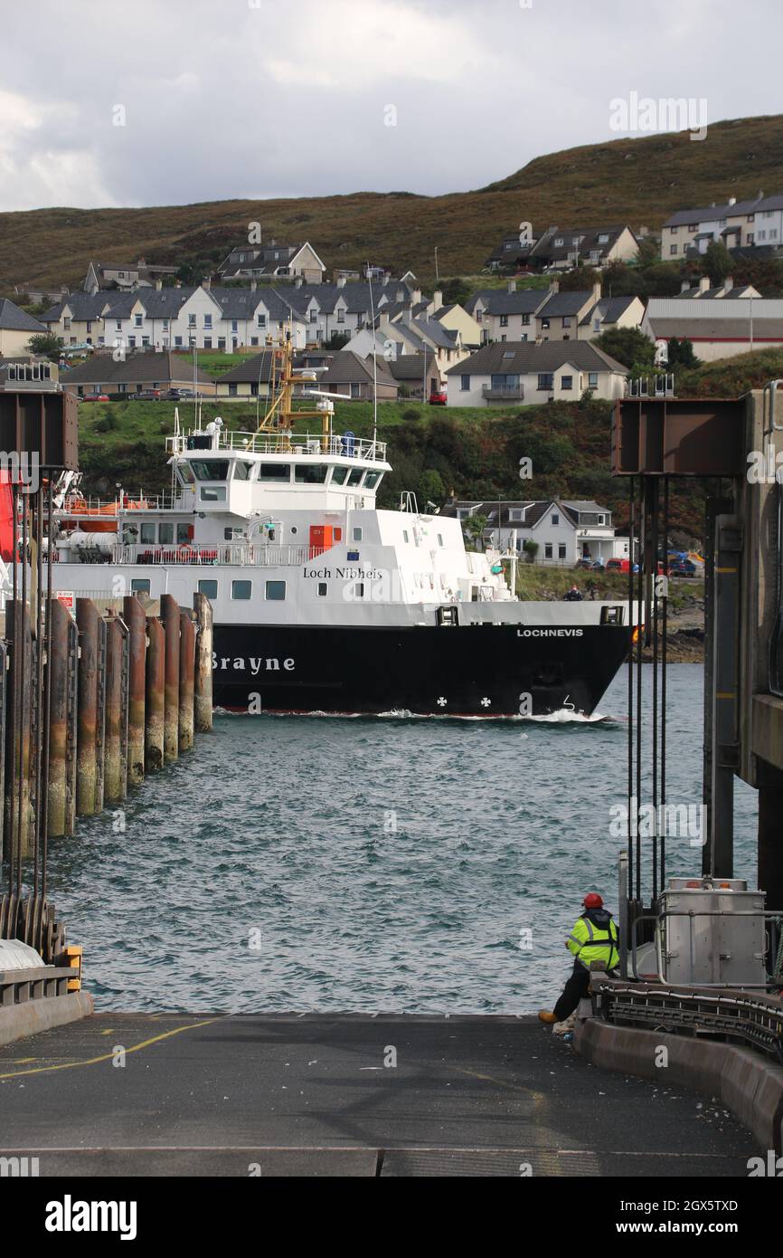 Ferry from Skye coming in to dock at Mallaig Stock Photo Alamy