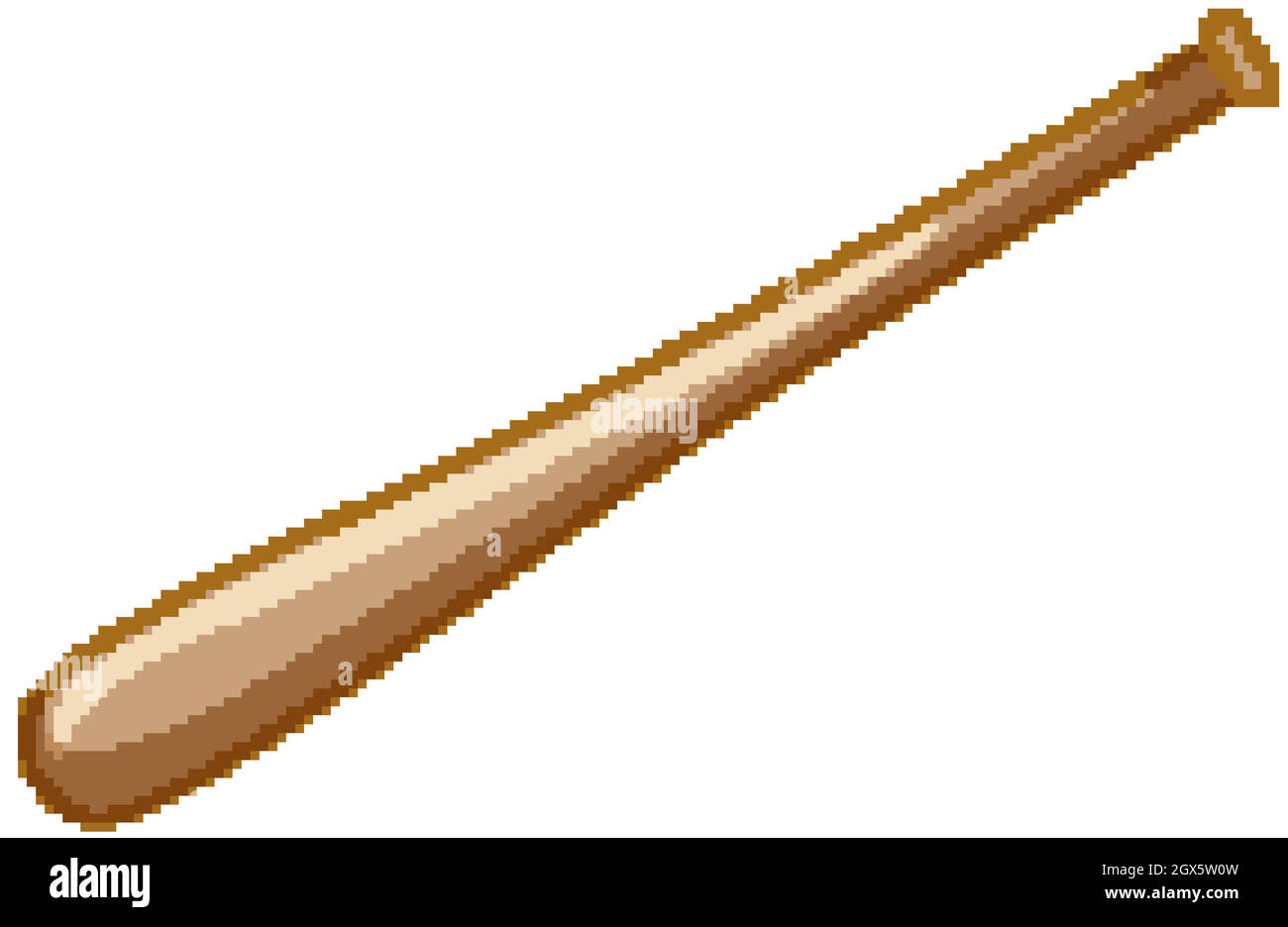 Wood baseball bat cartoon style isolated on white background Stock