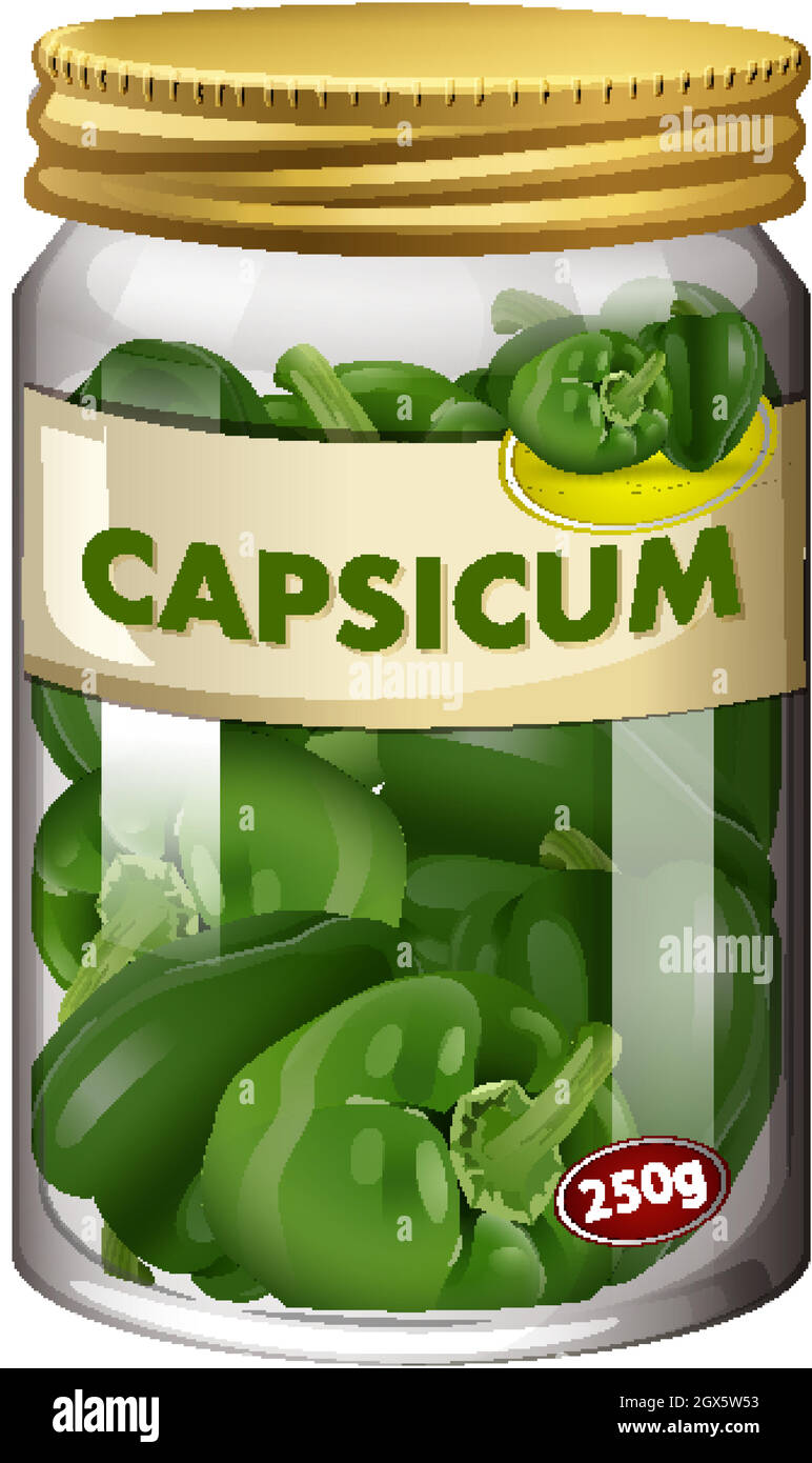 Capsicum preserve in glass jar Stock Vector
