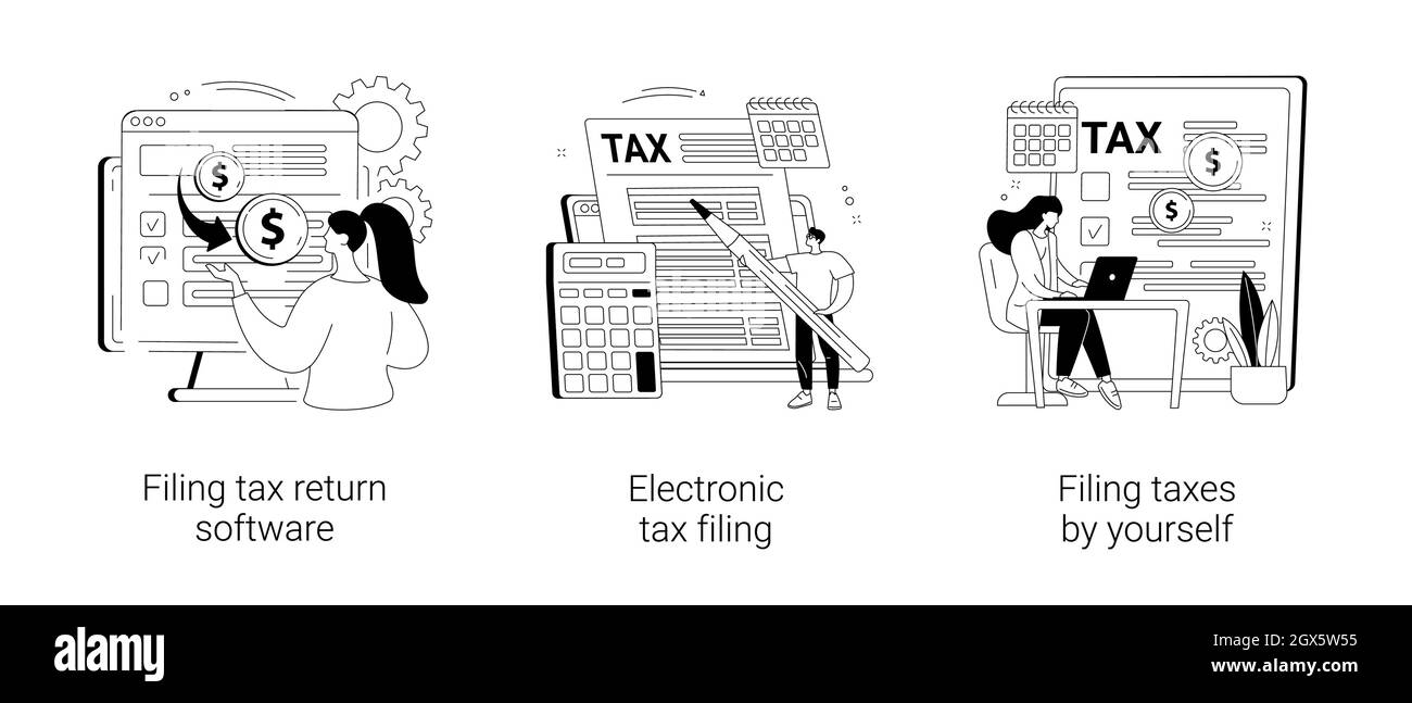 Filing taxes by yourself abstract concept vector illustrations Stock