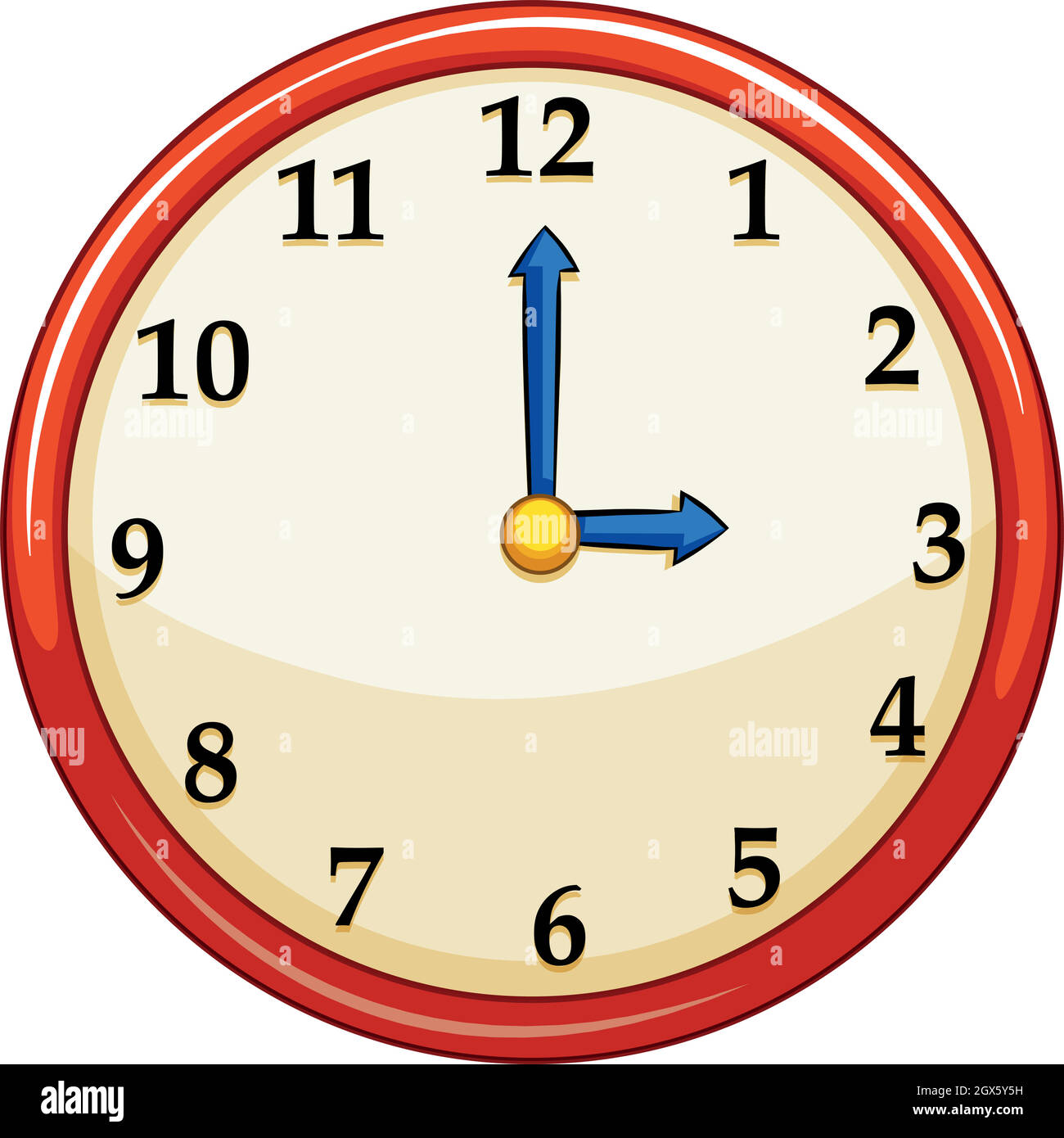 Round clock with red frame Stock Vector Image & Art Alamy