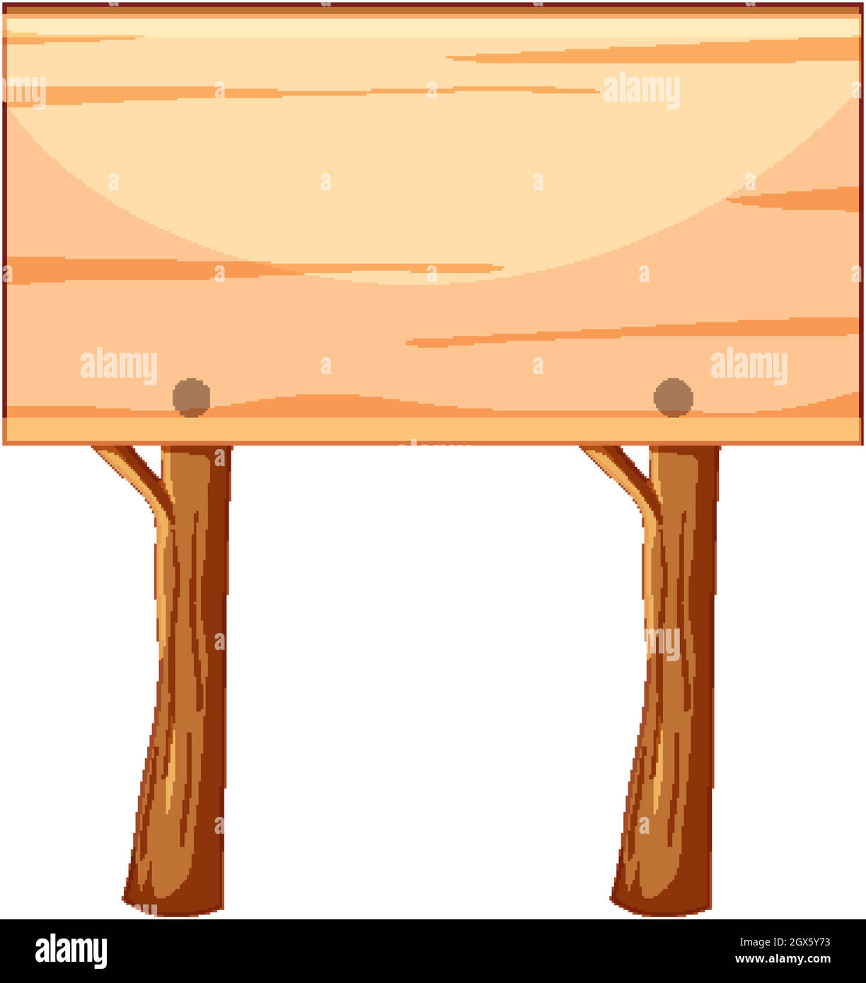 Wood blank banner in cartoon style on white background Stock Vector