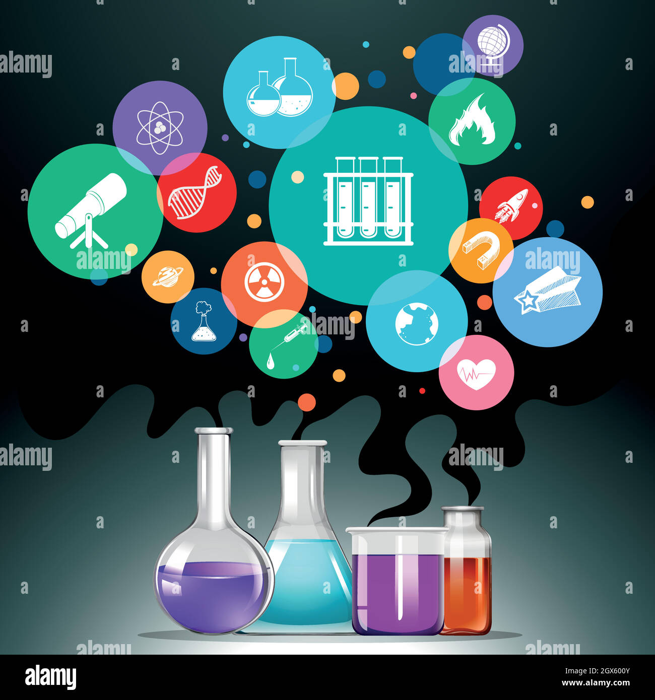 Infographic with science equipment Stock Vector