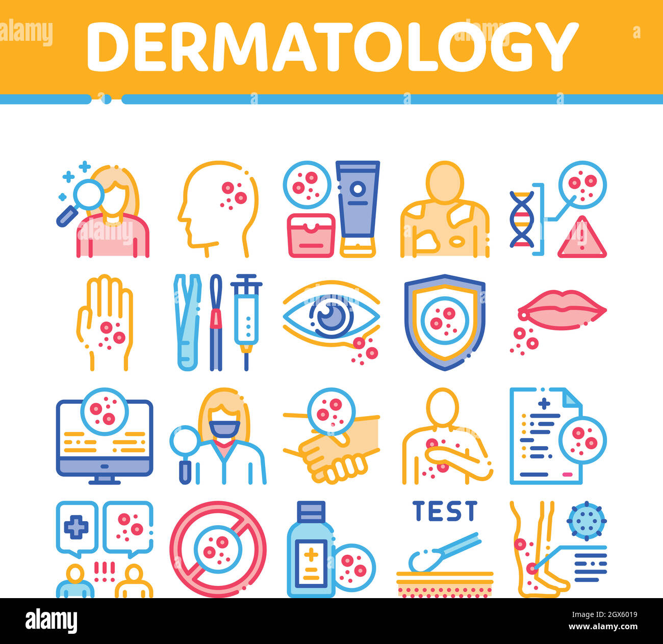 Dermatology Skin Care Collection Icons Set Vector Stock Vector
