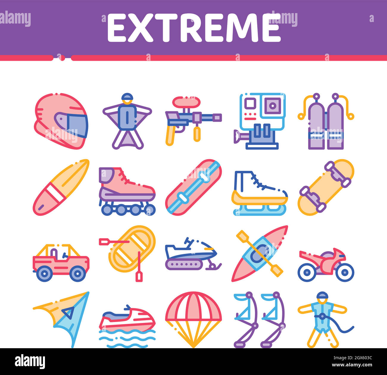Extreme Sport Activity Collection Icons Set Vector Stock Vector Image ...