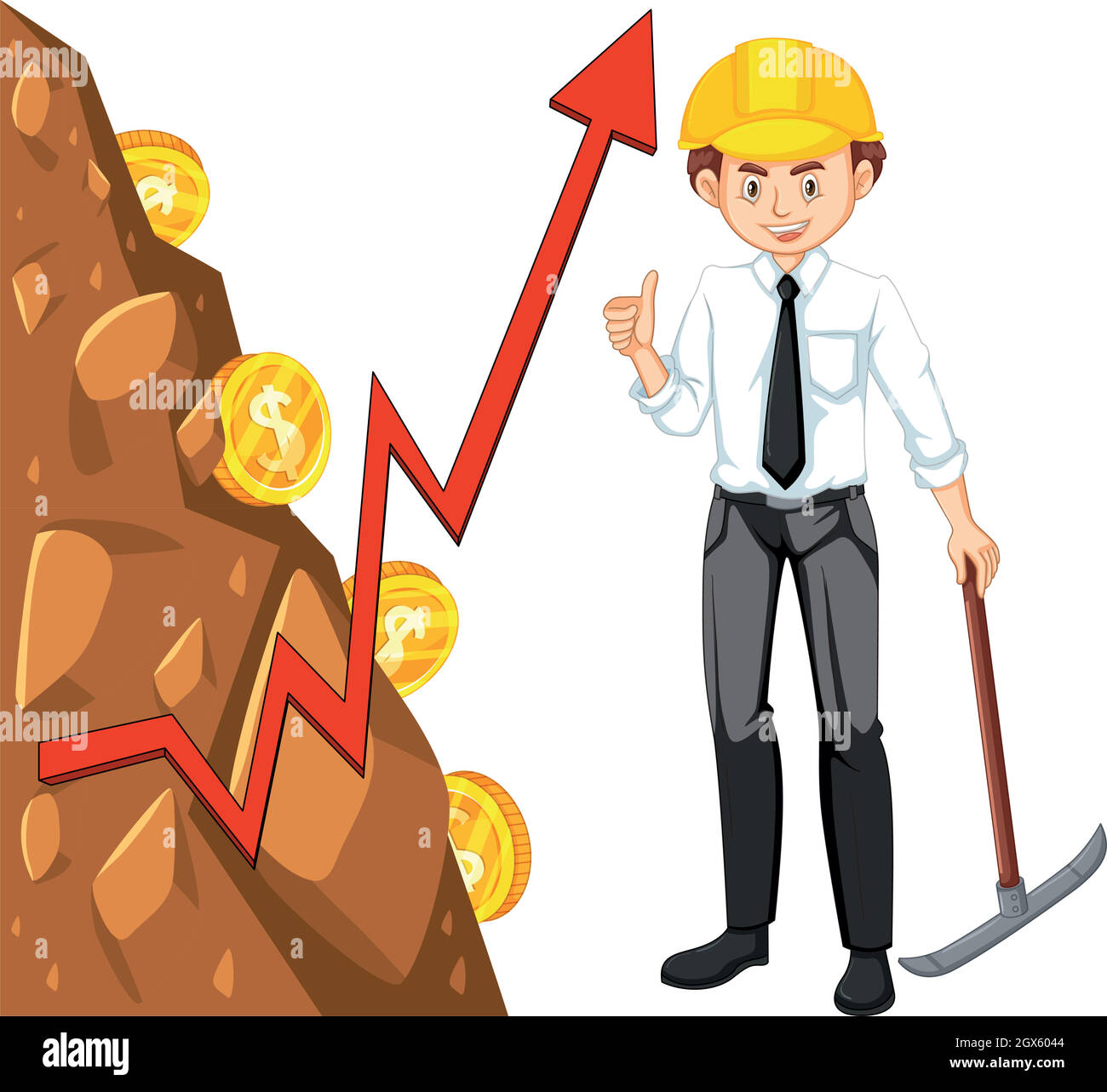 An Office Worker Mining Coin Stock Vector