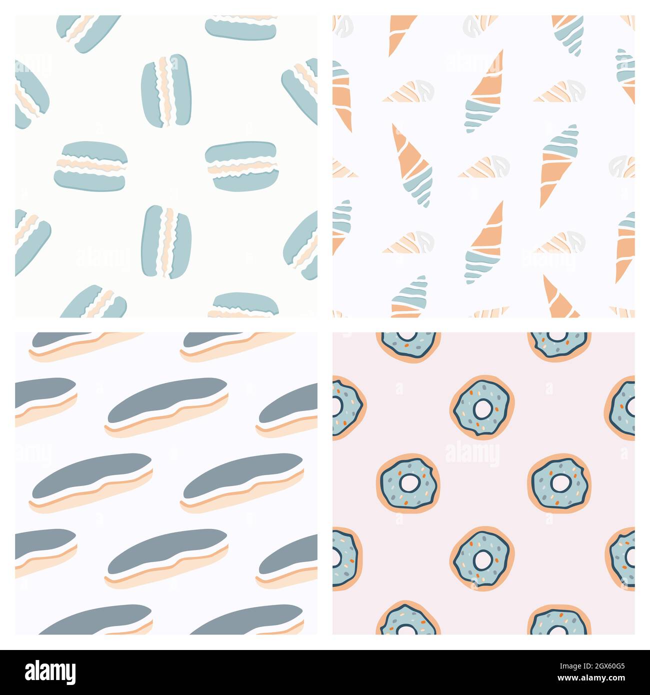 Hand drawn seamless pattern collection. Vector sweets textures isolated ...