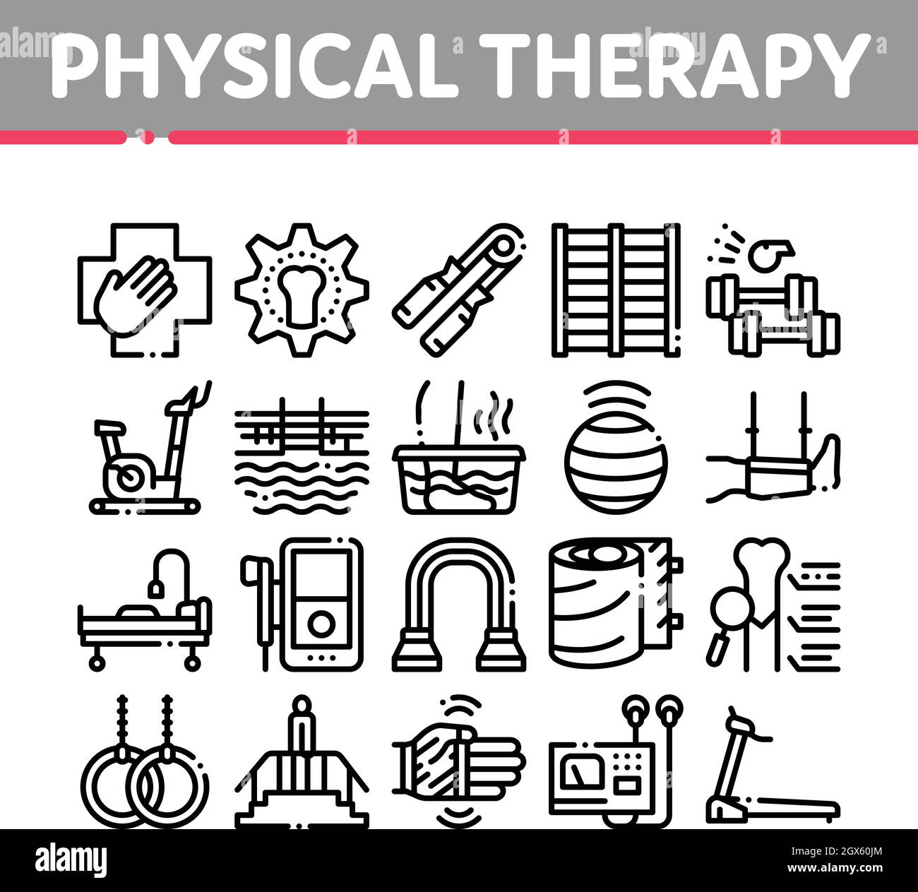 Physical Therapy And Recovery Icons Set Vector Stock Vector