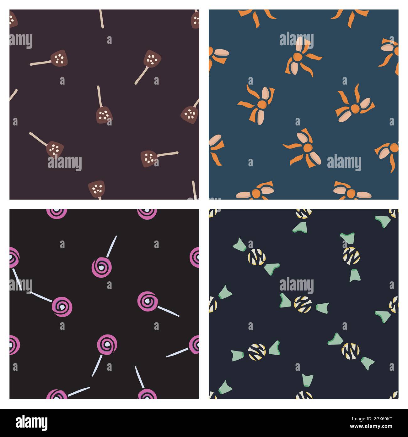 Hand drawn seamless pattern collection. Vector sweets textures isolated ...