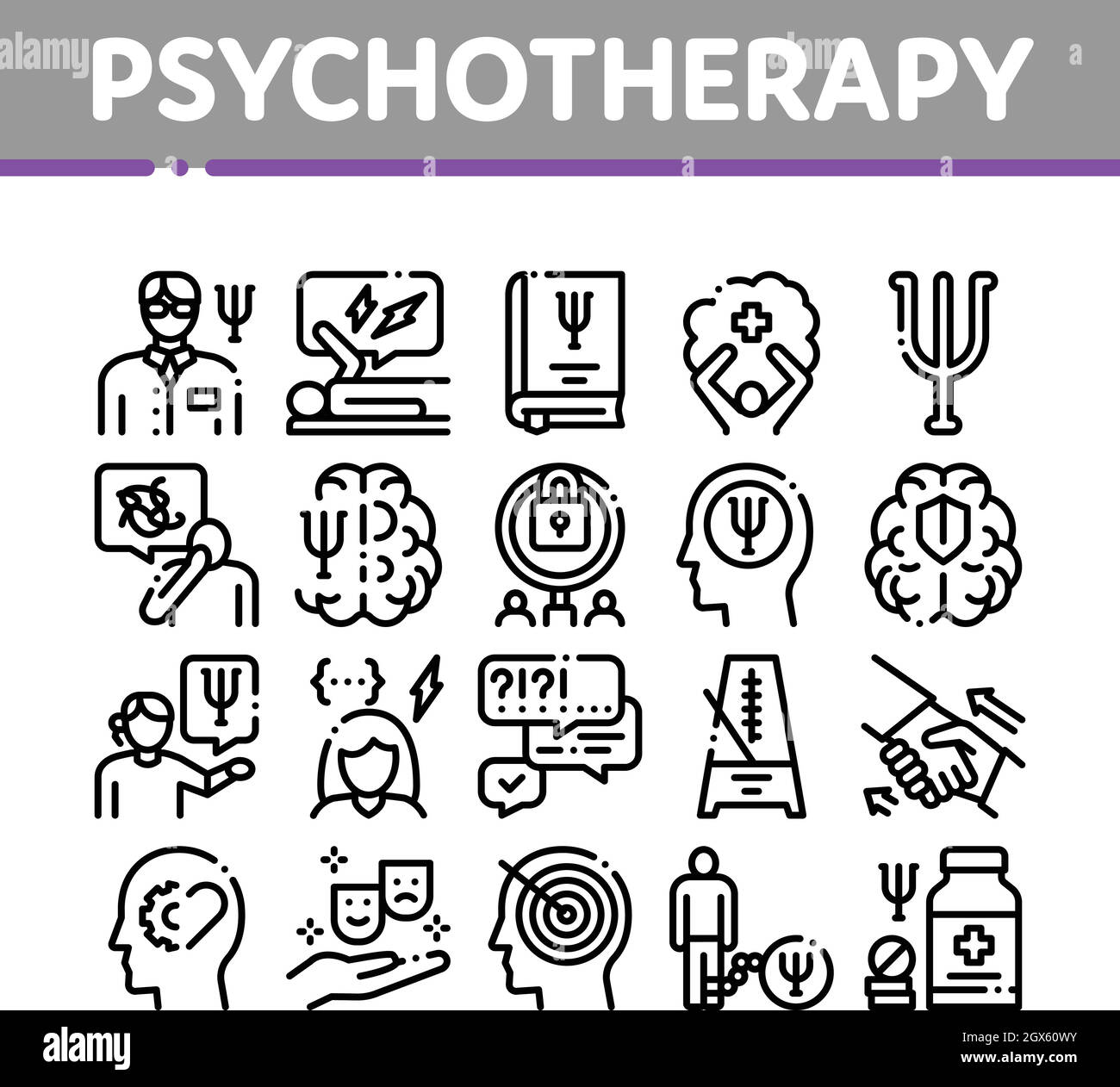 Psychotherapy Help Collection Icons Set Vector Stock Vector