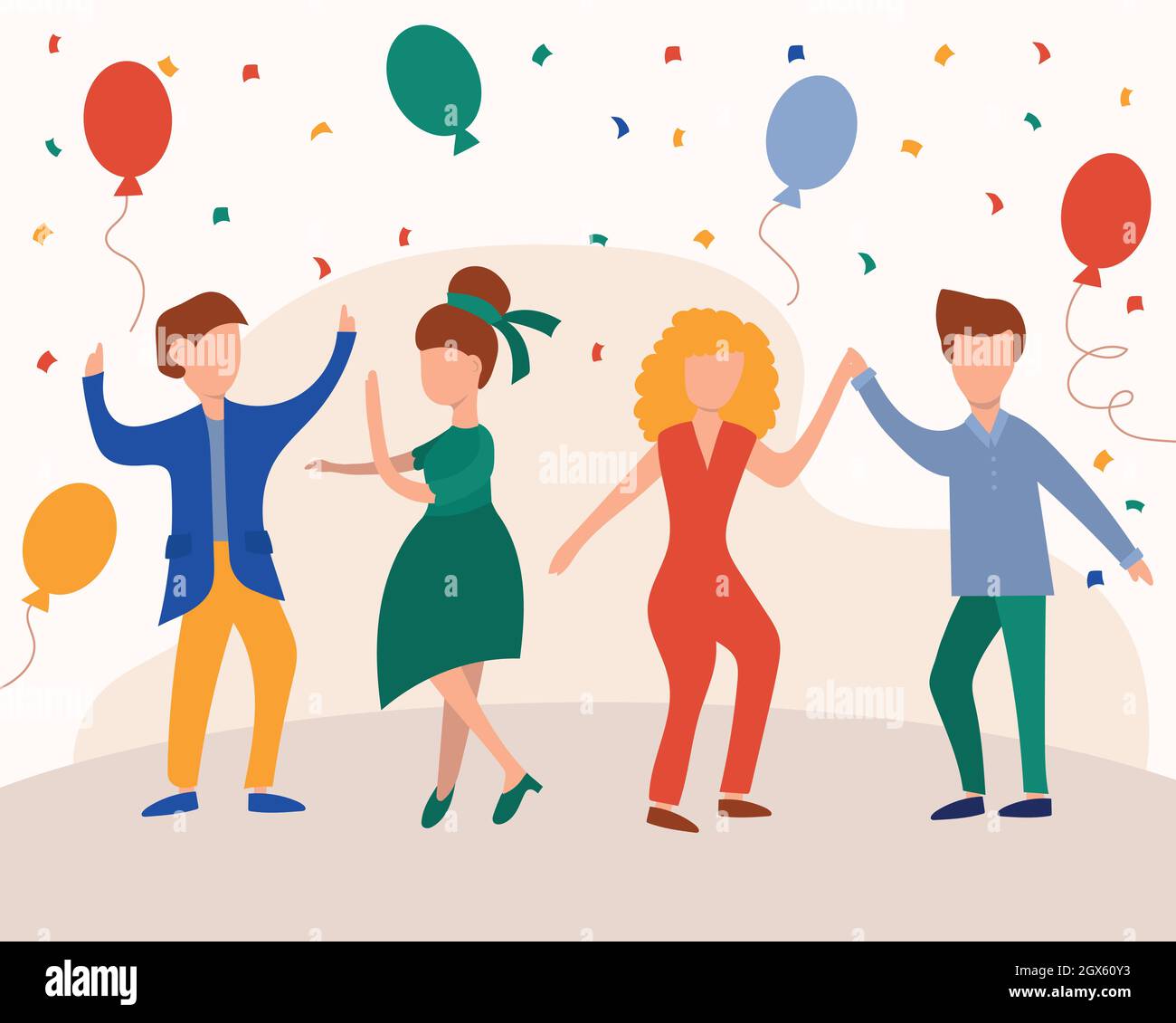 Dancing people. Happy men and women move to the music. Vector ...