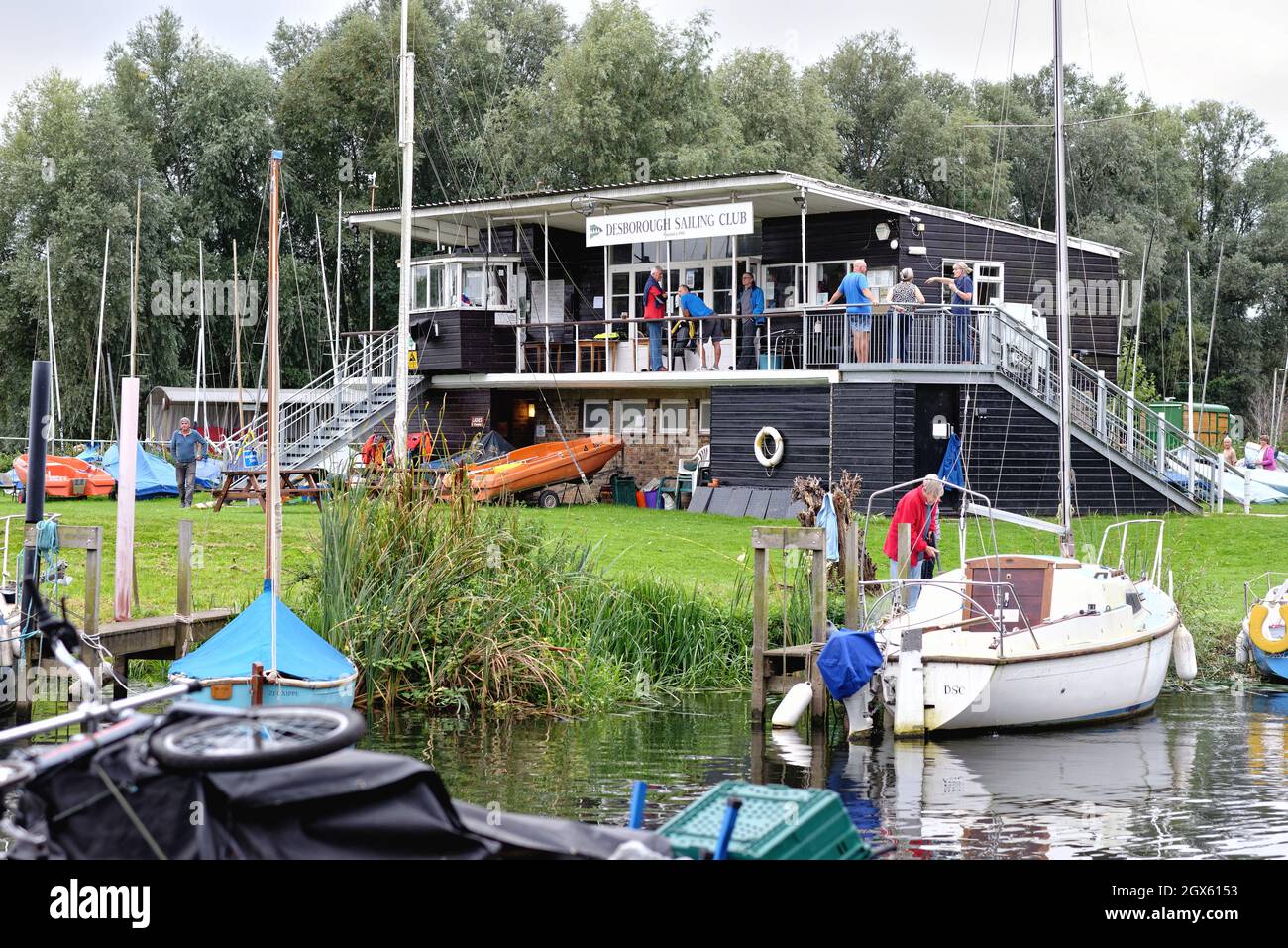 The club house and grounds of Desborough Sailing Club by the River