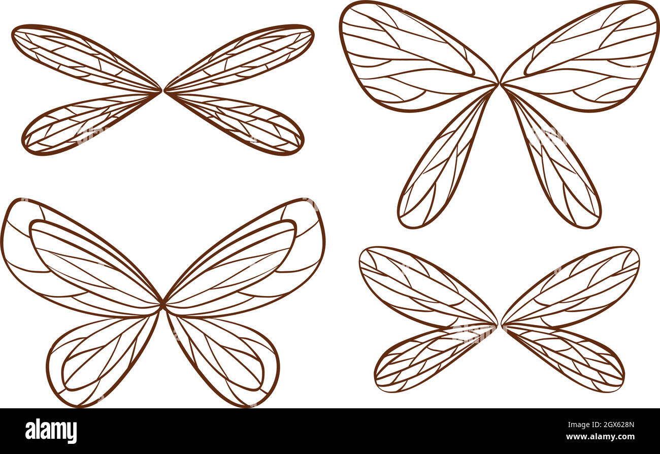 Simple sketches of fairy wings Stock Vector