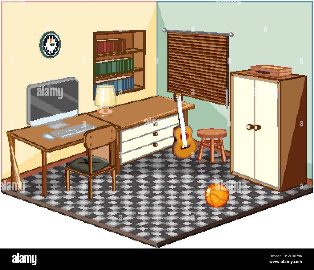 Living room with furnitures isometric Stock Vector Image & Art - Alamy