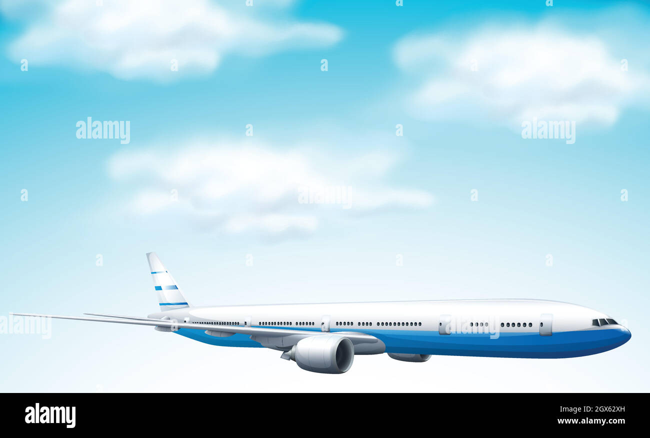 large commercial aircraft in sky Stock Vector