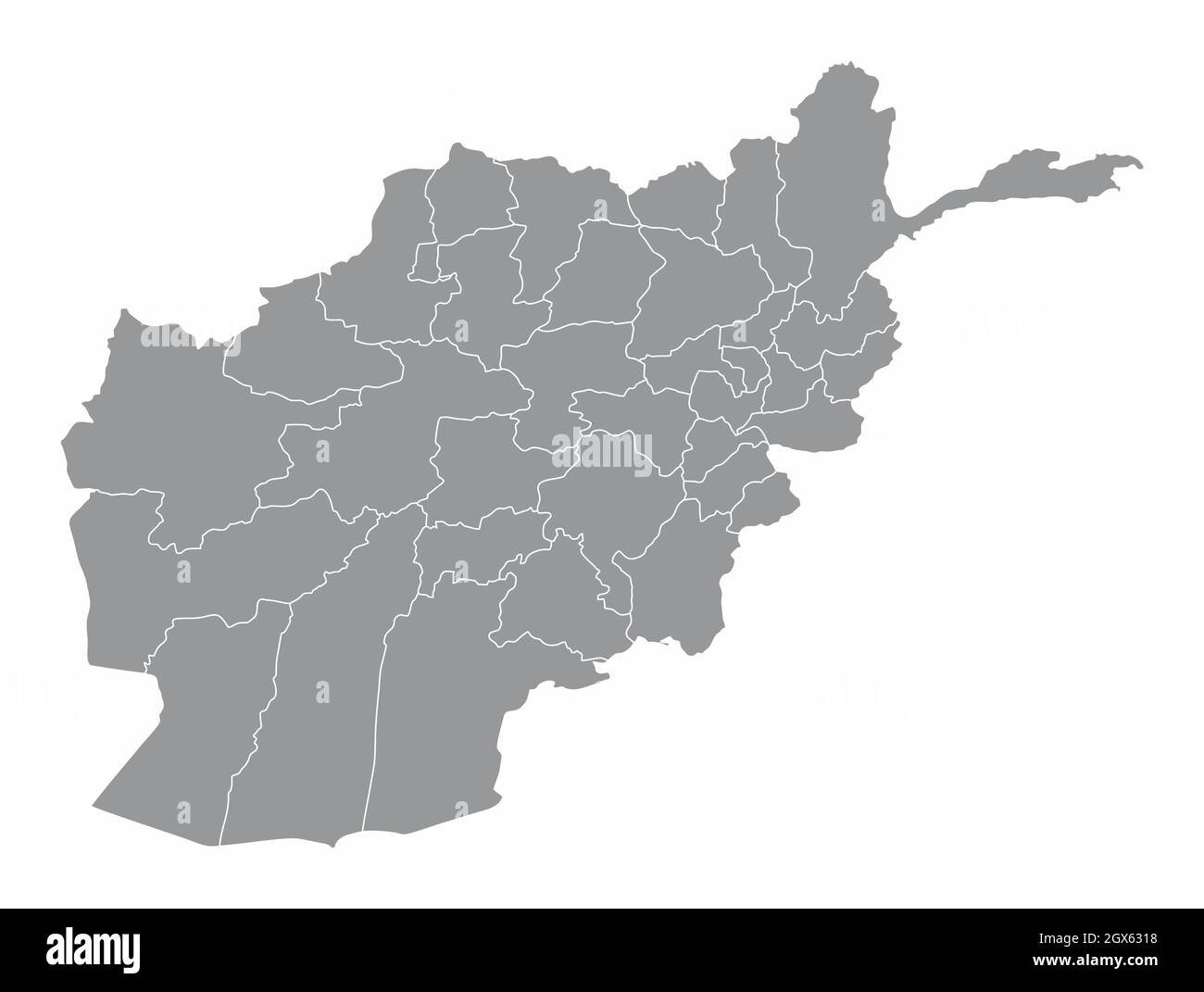 Afghanistan administrative map isolated on white background Stock Vector