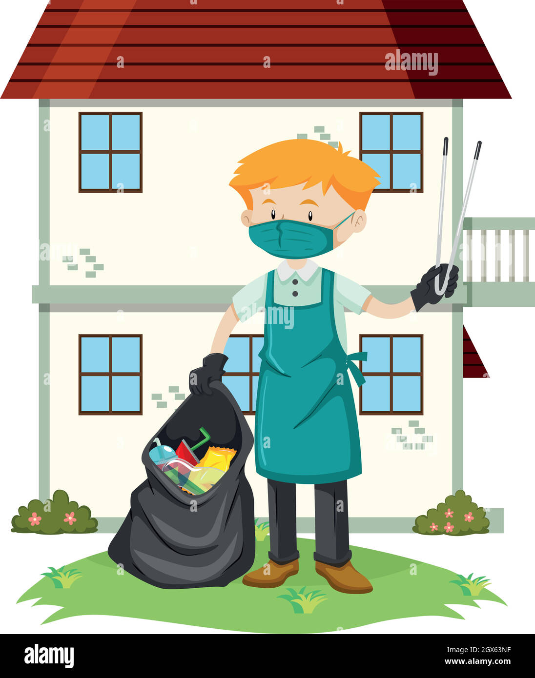 man cleaning house clipart cartoon