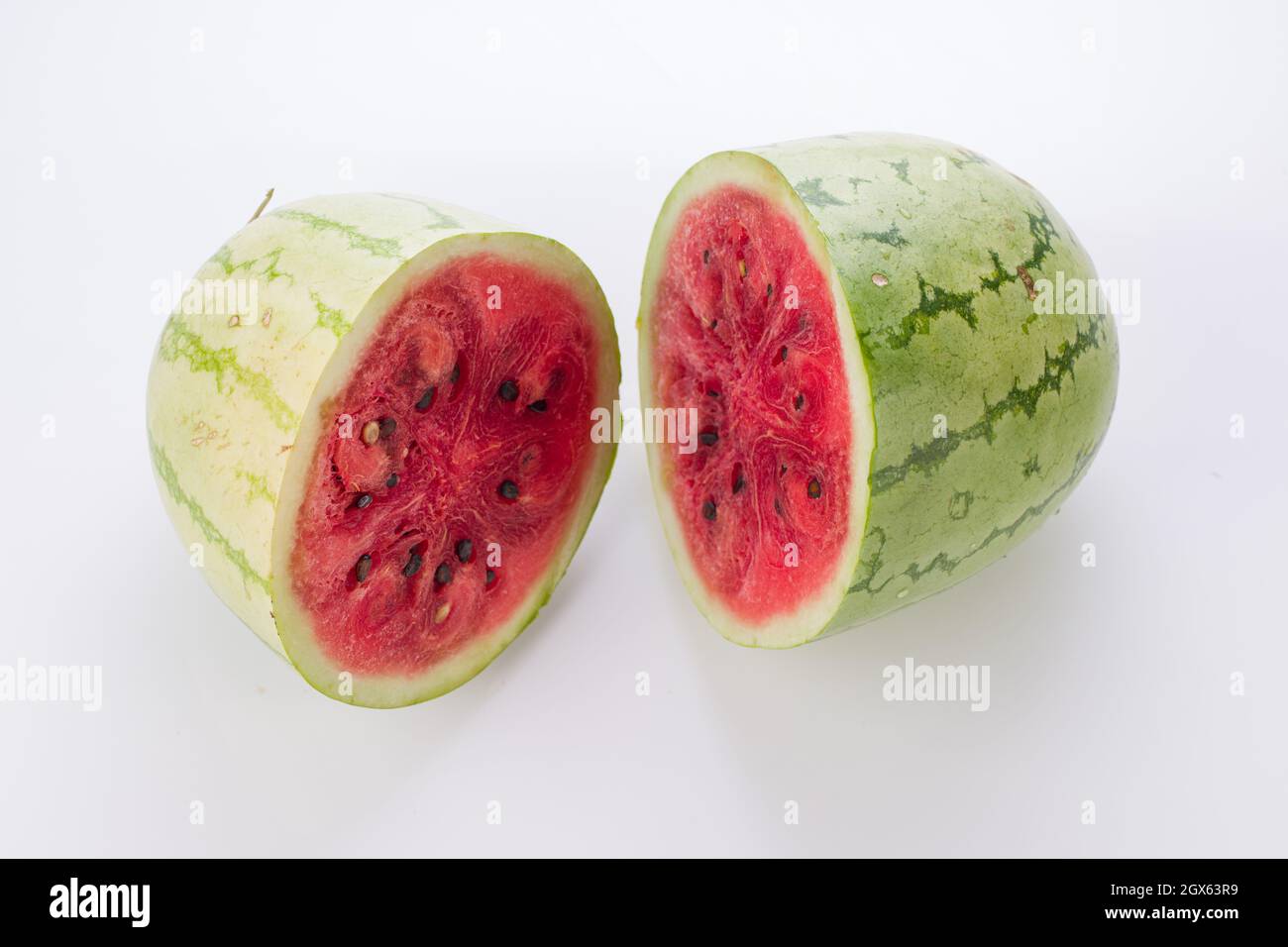 Watermelon Slices, one half of watermelon arranged on a white ...