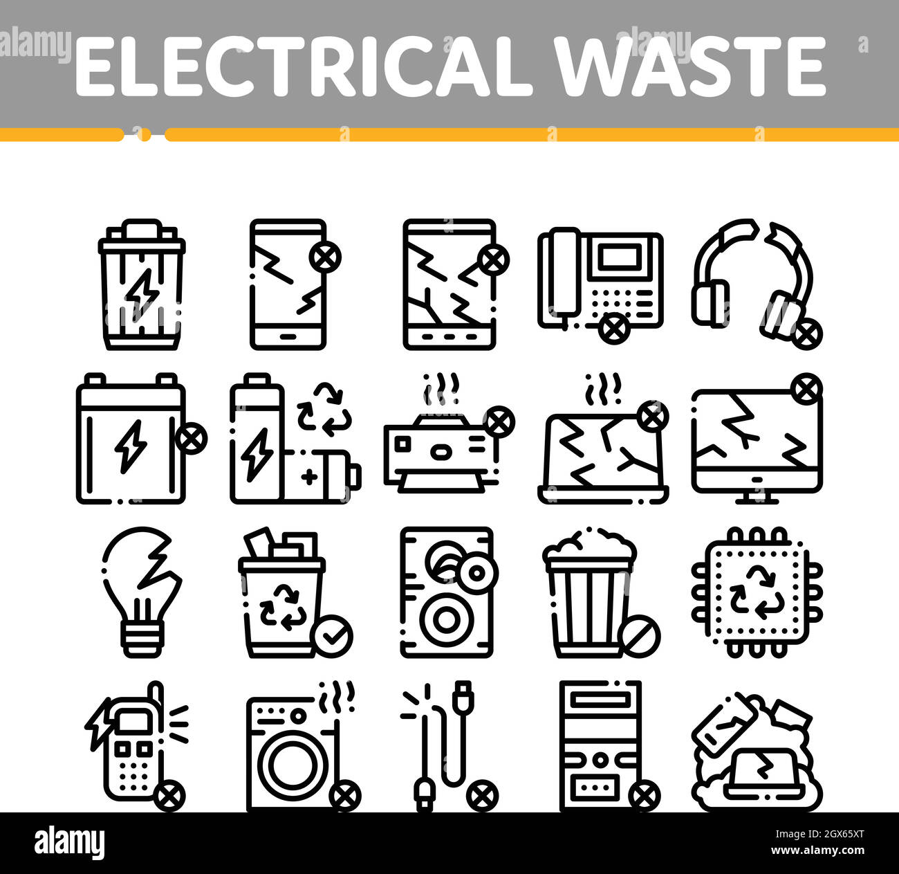 Electrical Waste Tools Collection Icons Set Vector Stock Vector