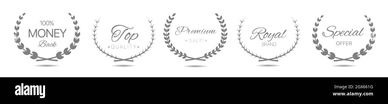 Premium quality grey laurel wreath label set Stock Vector Image & Art ...