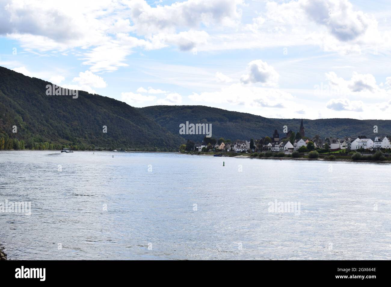 view across the Rhine from Braubach to Spay Stock Photo