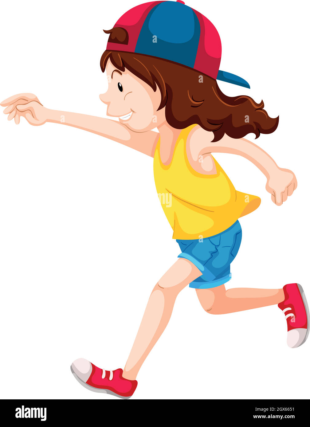 Little girl in yellow shirt running Stock Vector Image & Art Alamy
