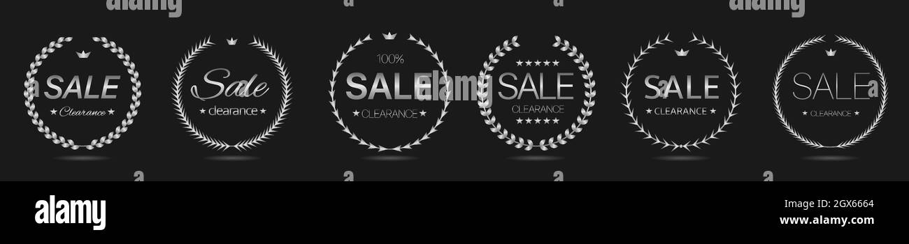 Sale clearance Silver laurel wreath label set Stock Vector Image & Art ...