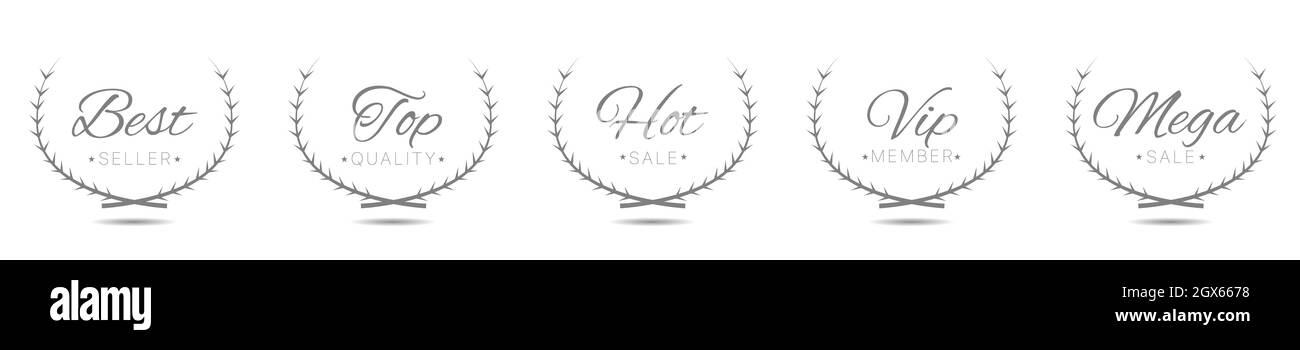 Best seller Grey laurel wreath label set Stock Vector Image & Art - Alamy