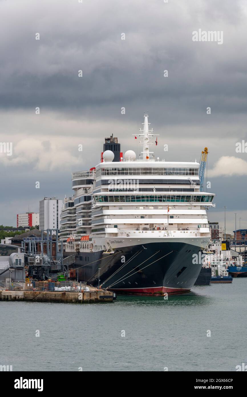 large ocean liner alongside in the port of southampton docks at the