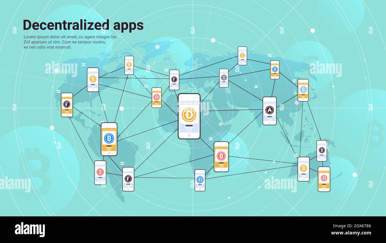 decentralized apps on smartphone screens cryptocurrency and blockchain  technology concept Stock Vector Image & Art - Alamy