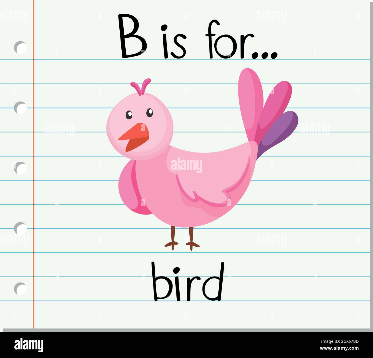 Flashcard letter B is for bird Stock Vector