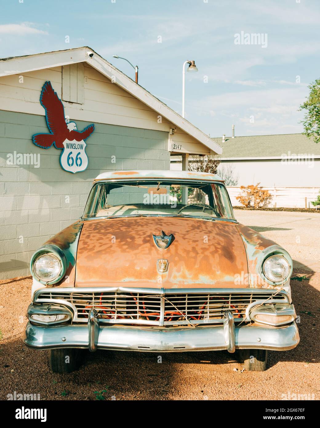 Old rusty car in Winslow, Arizona on Route 66 Stock Photo Alamy